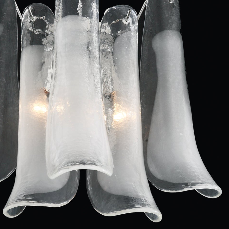 Large 70s style Opal White Murano glass petali chandelier in bespoke sizes &colors