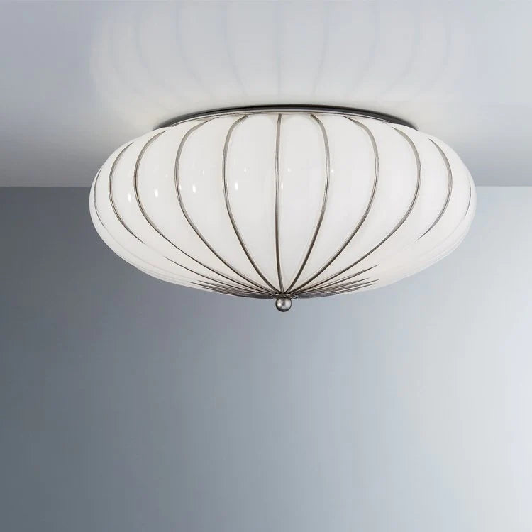 Impressive clear Venetian flush ceiling light in balloton glass in 3 sizes