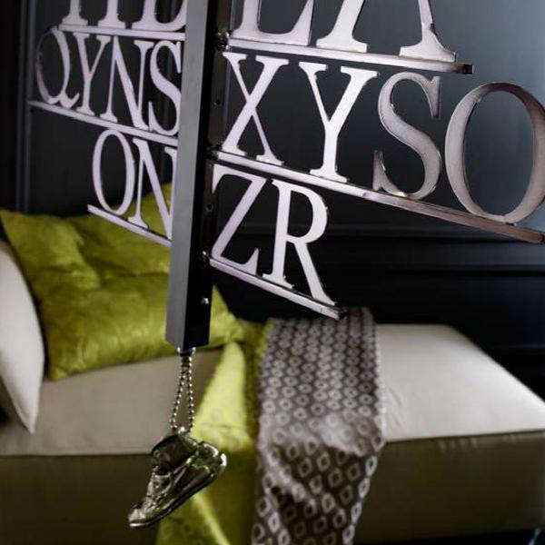 Fabulous large Italian wall light with random metal alphabet design