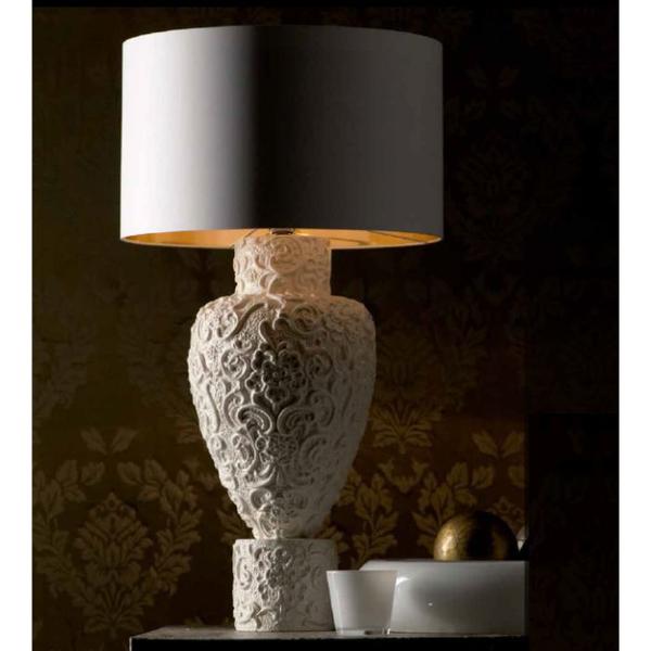 Beautiful Italian ceramic and brass chandelier with lace design
