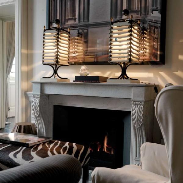 Colonial style dark wood and bronze designer table lamp from Italy