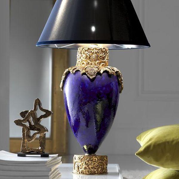 Luxury Italian ceramic table lamp in 4 colours with precious metal plating
