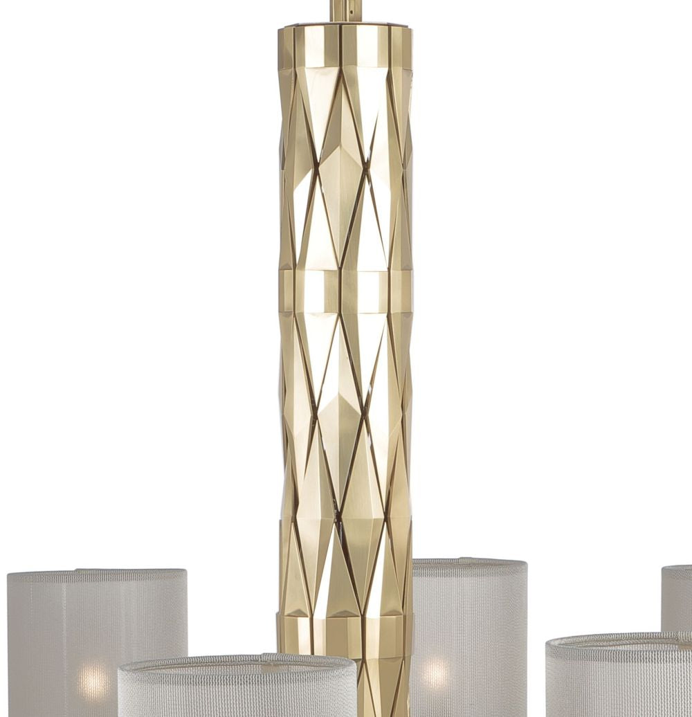 Modern boutique-style cartwheel chandelier with 12 shades