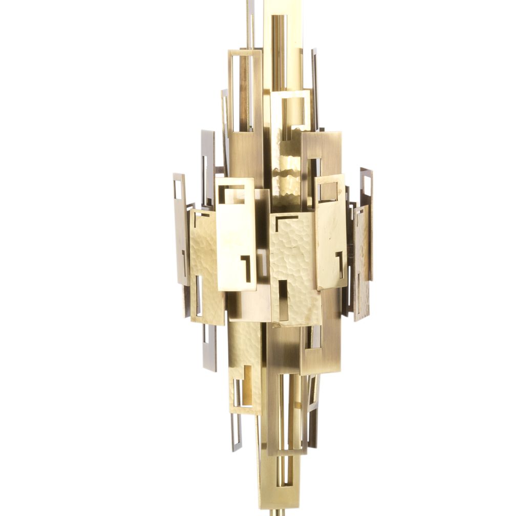 Boutique-style Italian metal table lamp with shantung silk shade and marble base