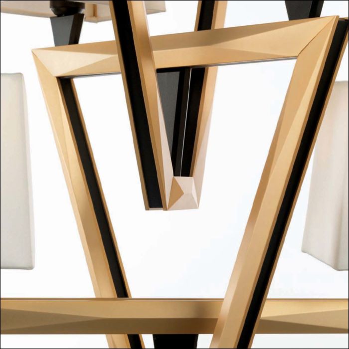 Striking gold and black chandelier with a modern art deco feel