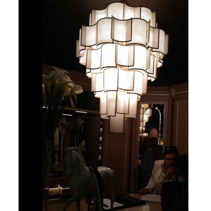 Luxurious and very unusual modern tiered pendant light from Italy