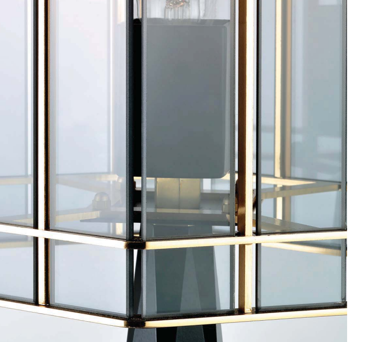 Luxury modern black and satin gold Italian table lamp with smoked Italian glass diffuser
