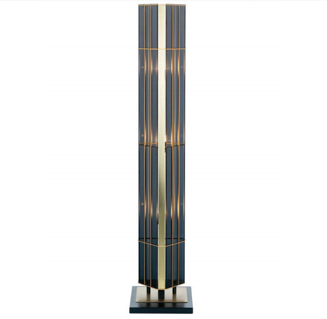 Tall slim modern Italian floor lamp with smart smoked glass diffuser