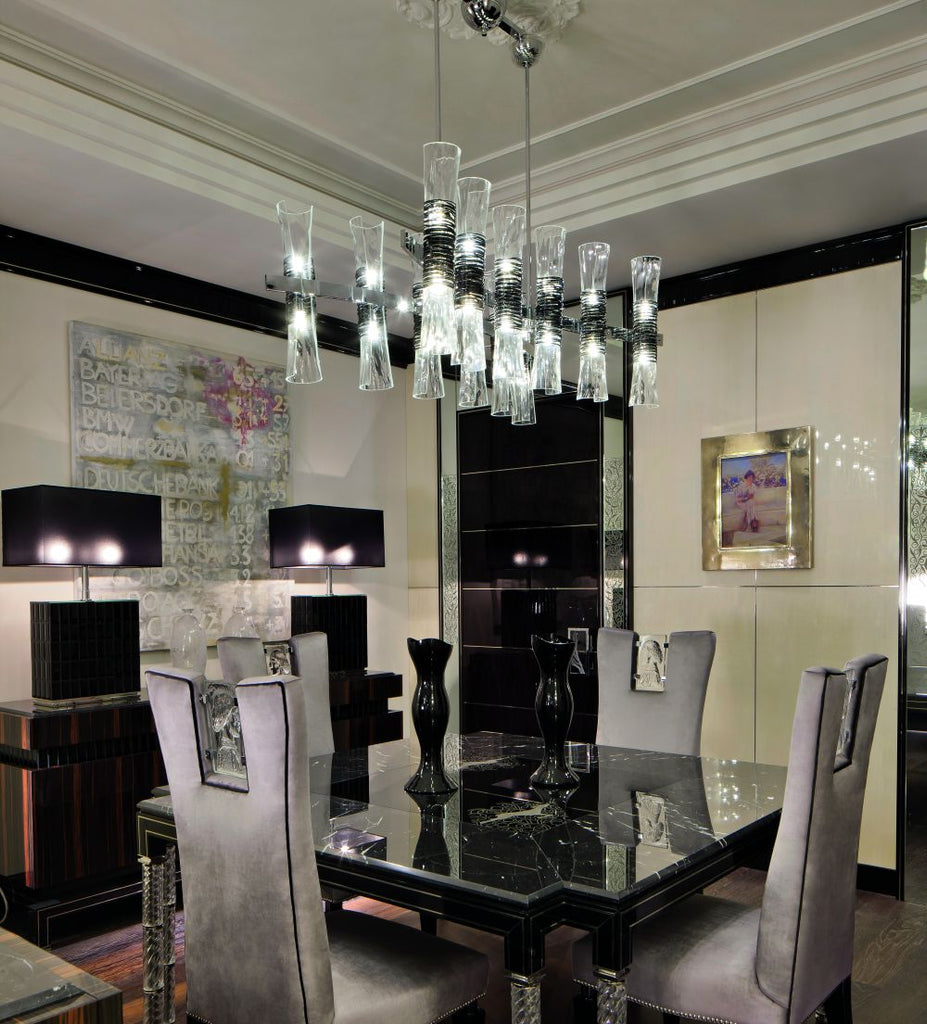 Modern mid-century Murano glass dining table chandelier — italian-lighting-center