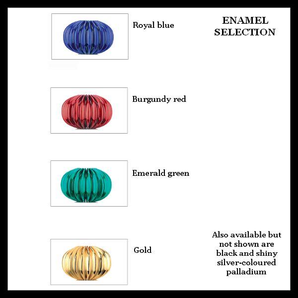 Gold plated table lamp with enamelled globe in 7 colours