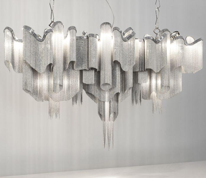 Magnificent 140 cm Terzani Stream chandelier in gold, nickel or black nickel