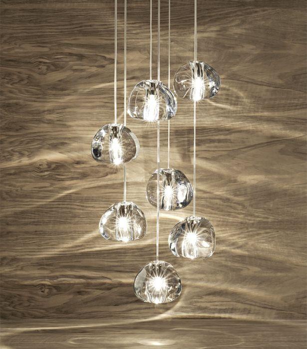 Mizu lead crystal canopy light with 7 lights and in 6 more sizes from Terzani
