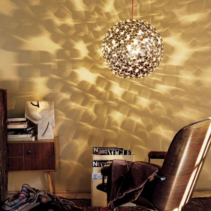 Ortenzia 70 cm gold-plated or nickel ceiling globe pendant from Terzani