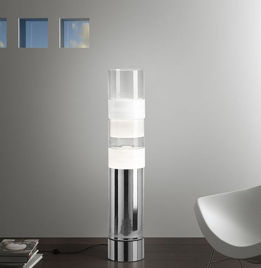 Modern white and clear Venetian glass pillar light in smoked and white glass