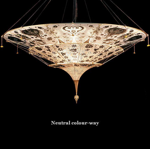 3 tier Fortuny style chandelier in Murano glass