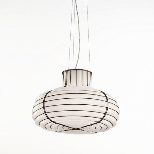 Modern Venetian cage-style pendant light with white Murano glass diffuser