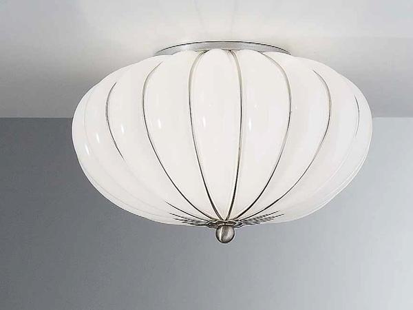 Elegant white blown Murano glass ceiling light, 11 inches in diameter