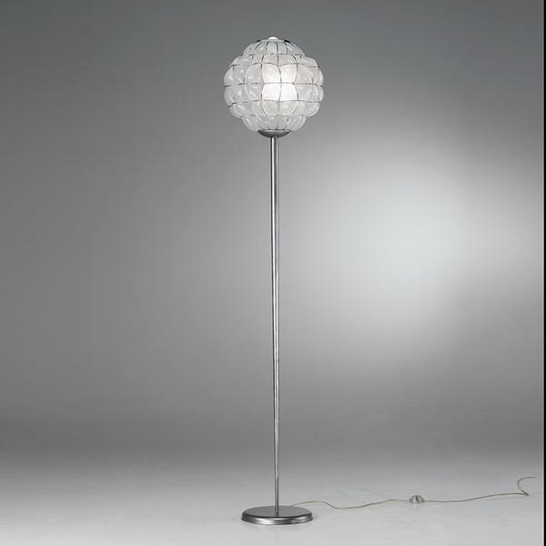 White or clear handblown Murano glass ceiling pendant with wire frame