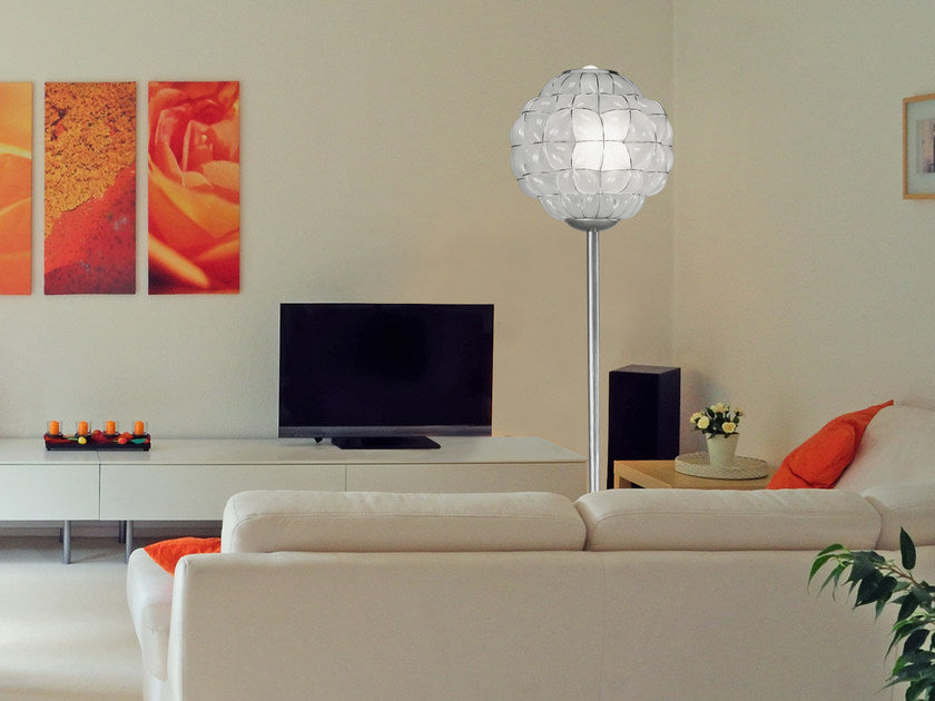 Modern milky-white or clear Murano glass table lamp with wire frame
