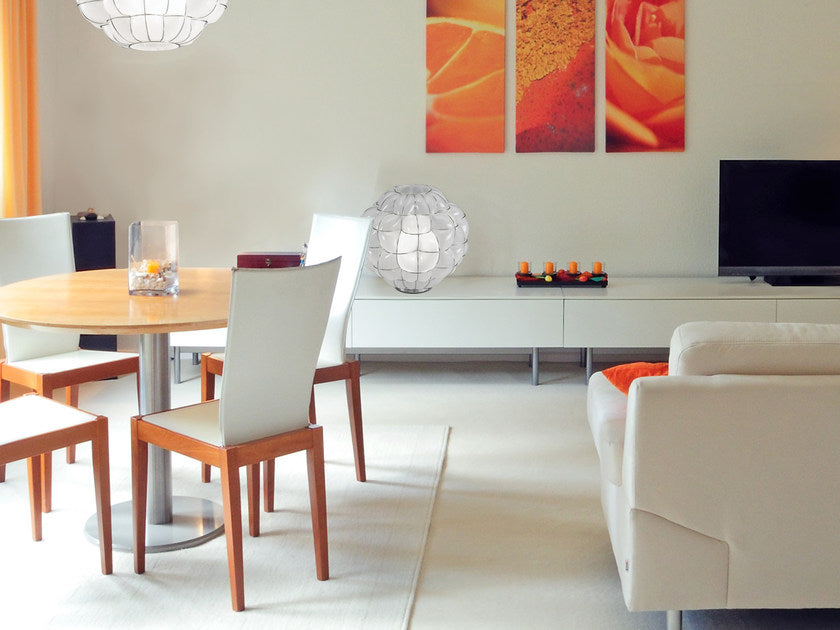 Modern milky-white or clear Murano glass table lamp with wire frame