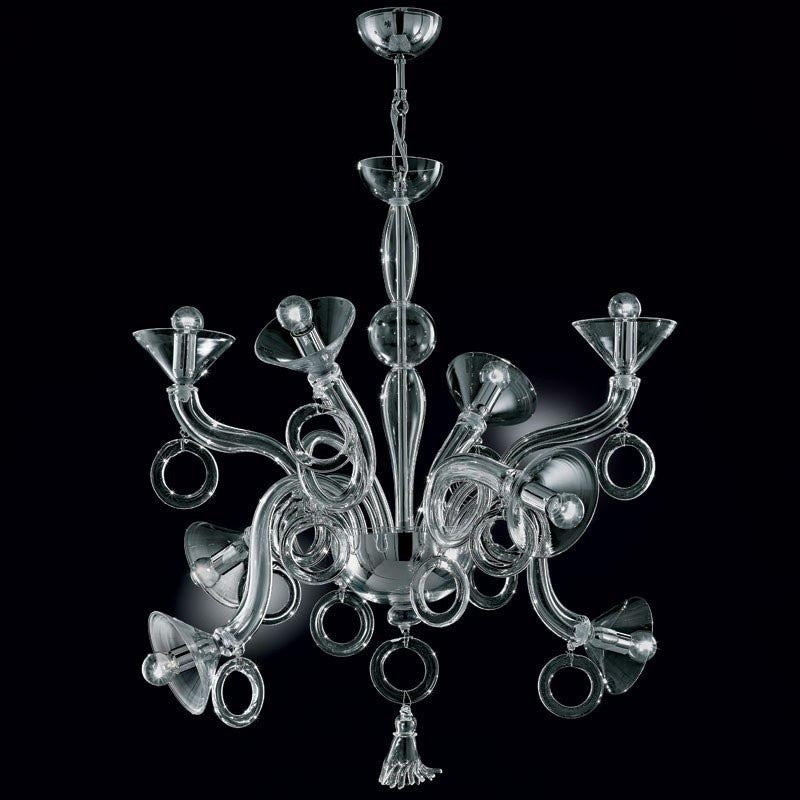 Quirky and unusual modern art glass chandelier in custom colors