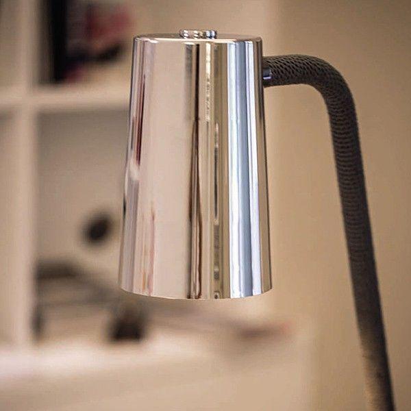 High-end Italian bronze or chrome floor lamp with silk rope detail