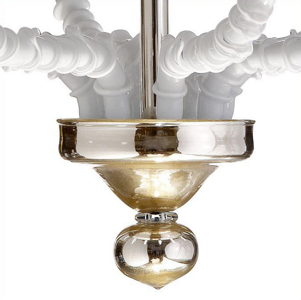 Long white Murano glass dining room chandelier
