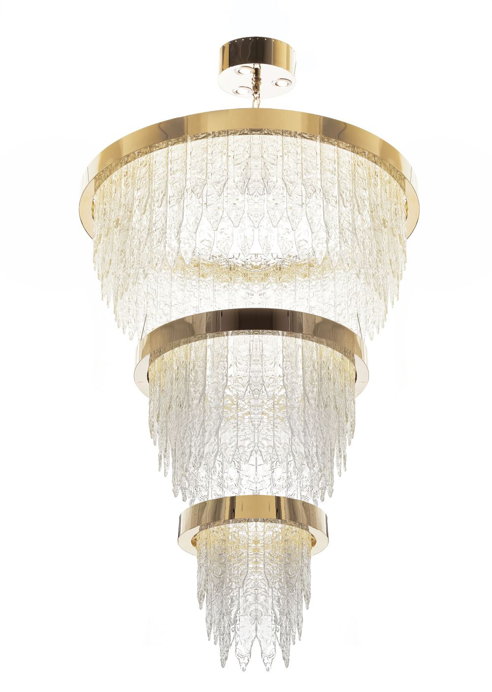 2.4 metre tall mid-century-style Murano glass stairwell chandelier