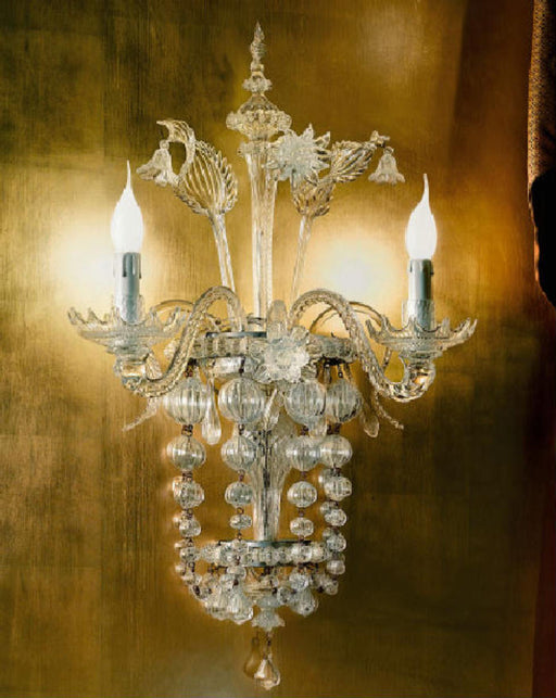 Hand-crafted Venetian wall light with Murano glass baubles