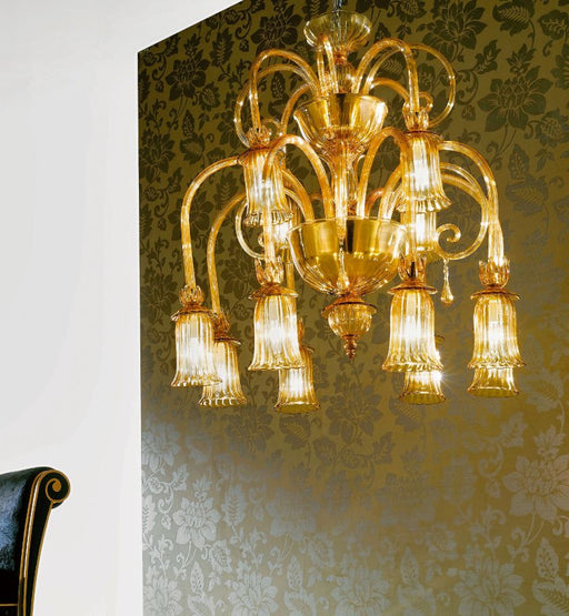 Lovely 12 light Murano Venetian glass chandelier in custom colours
