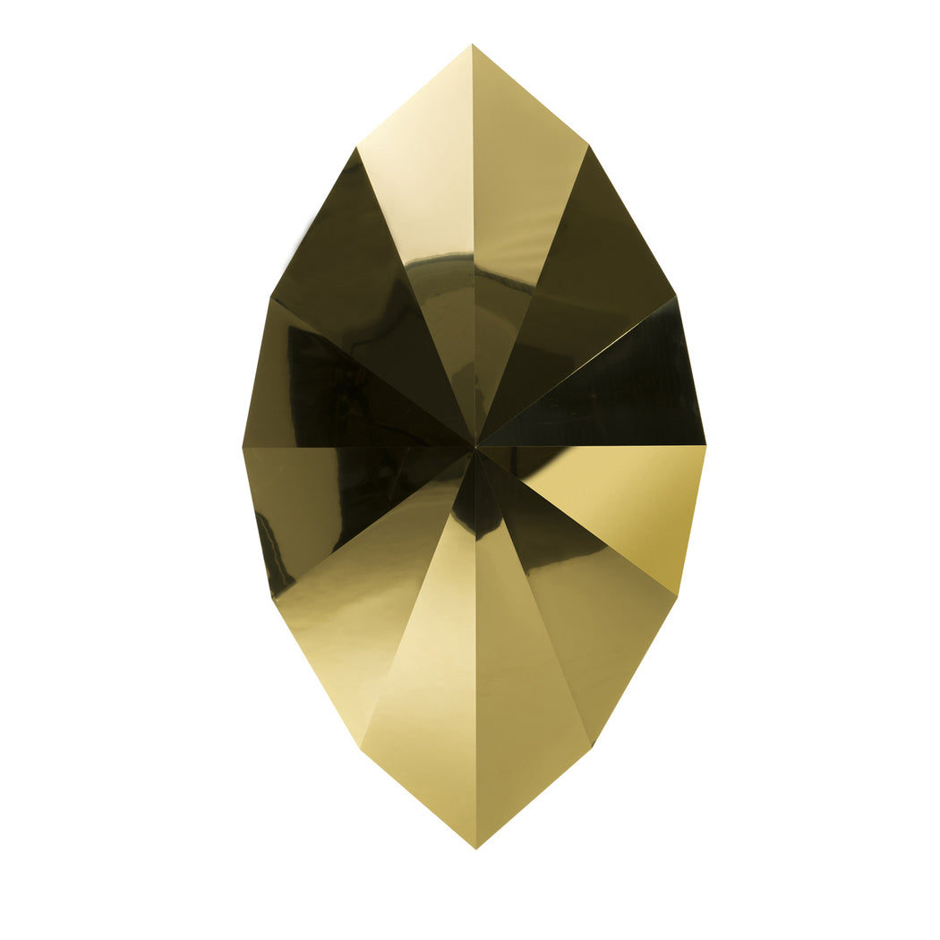 Modern shield-shaped brass wall light from Italy with LED illumination