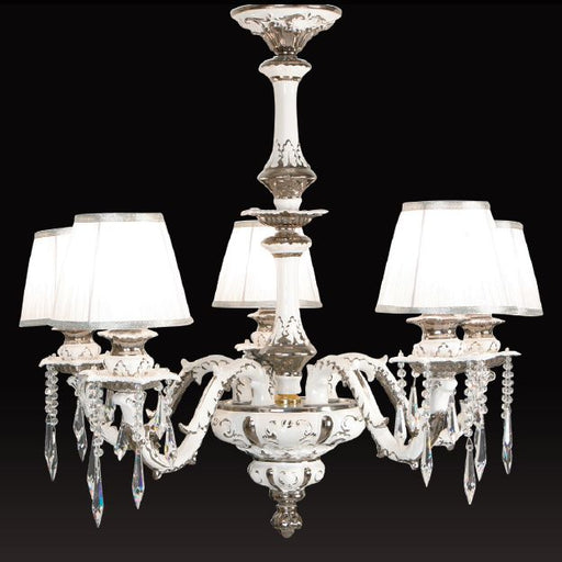 Luxurious large Italian ceramic chandelier with real platinum accents