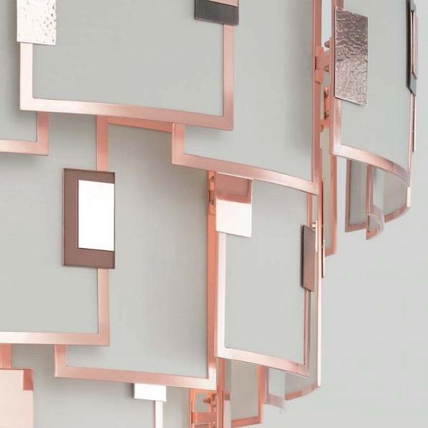 Stunning modernist-style chandelier with metal and shade options and 28 lights