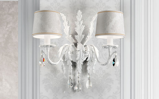 Elegant white or black  Italian wall light with Swarovski or cut crystal pendants