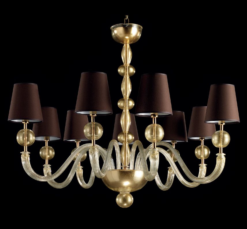 Large Murano glass statement chandelier with 24 carat gold-infused globes
