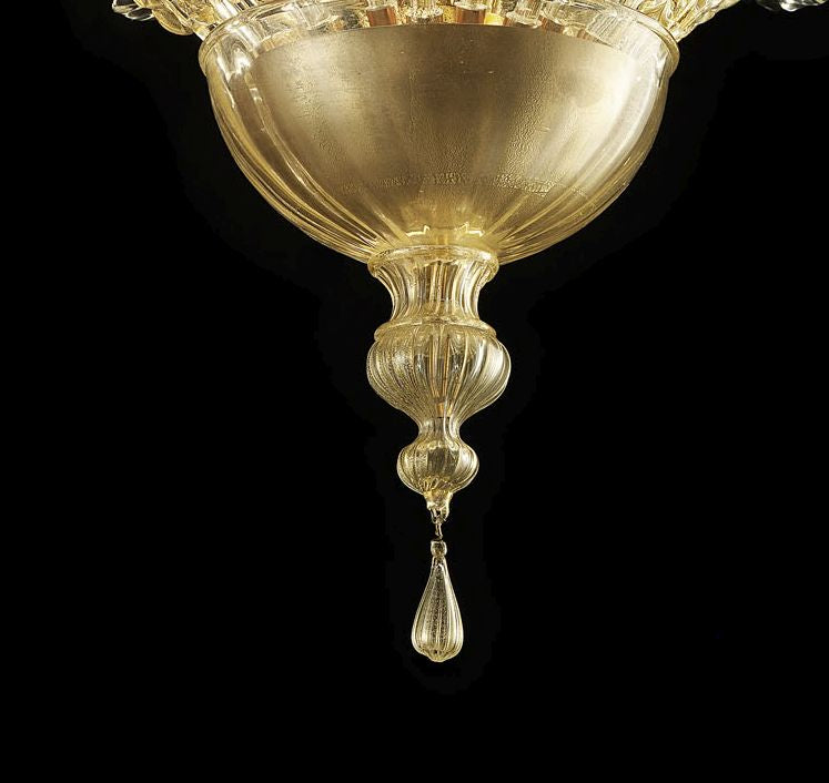 Stylish large traditional Murano glass hanging light with gold or silver