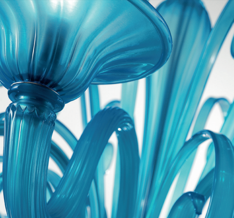 Stunning contemporary turquoise Murano glass chandelier with custom options