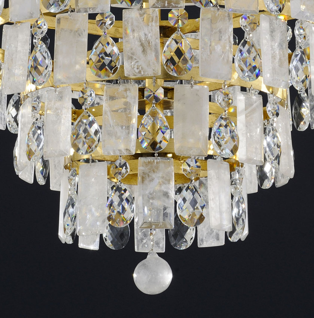 Modern rock crystal chandelier with bespoke metal frame & color options