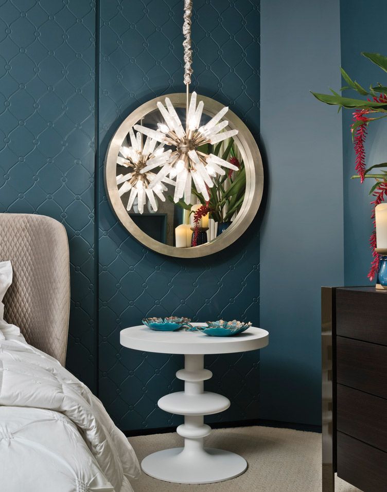 Customizable mid-century Sputnik-style chandelier with rock crystal arms