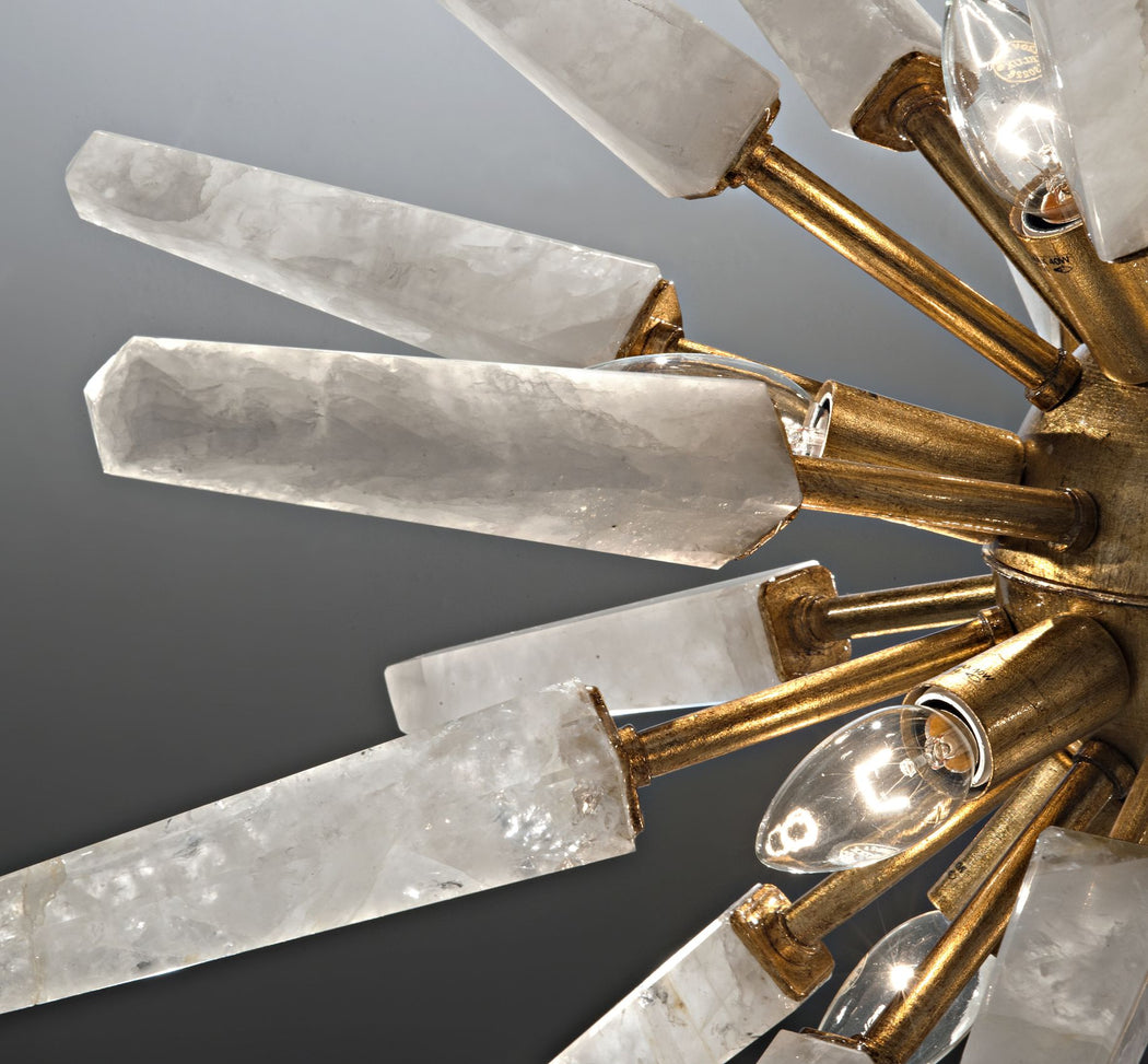 Customizable mid-century Sputnik-style chandelier with rock crystal arms