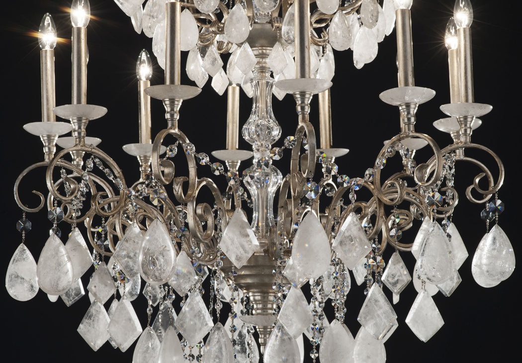 Beautiful modern bespoke chandelier with choice of five quartz colours