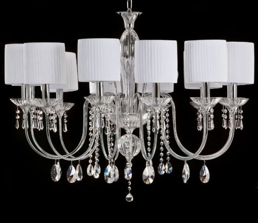 Long Italian dining table chandelier with crystal pendants and choice of finish