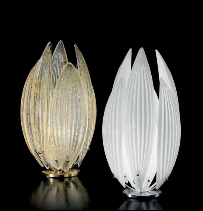 Milky white, silver, or gold Murano glass mid century style table light