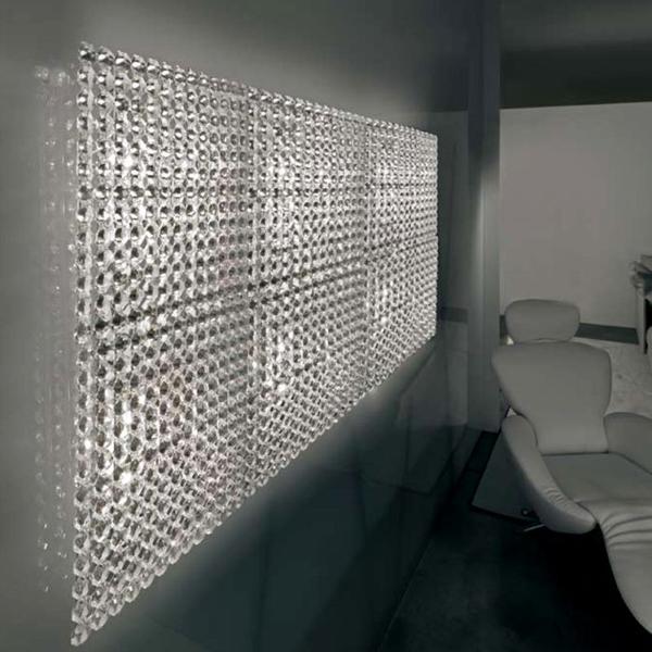 Modern Italian wall or ceiling light with clear, red, and black crystal options