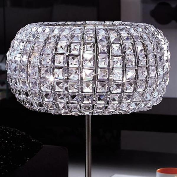 24 carat gold-plated modern Italian table light with clear Spectra crystals