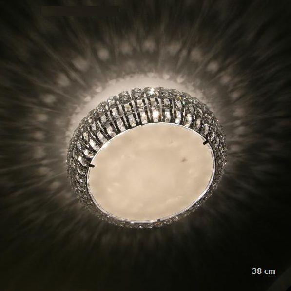 Gold-plated or nickel flush-fitting ceiling light with Spectra crystals