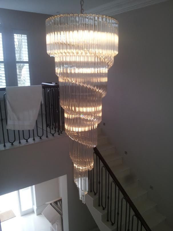 Bespoke 70s style Murano glass prism hallway chandelier