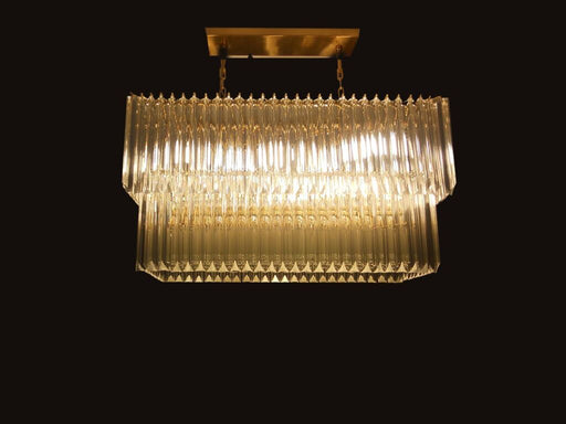 Gold or chrome plated rectangular dining room chandelier with bespoke color option