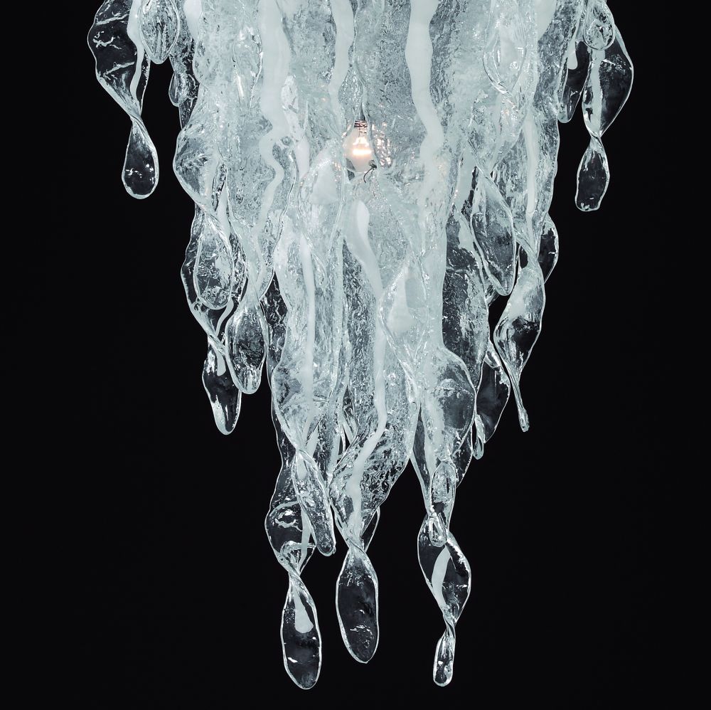 Modernist Mid-century-style piastra glass canopy light