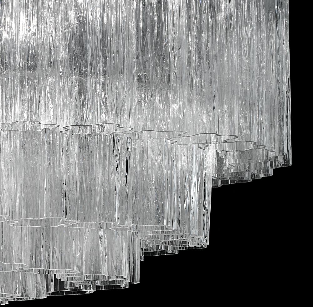 Mid-century 75 cm Tronchi-style drum chandelier in Murano glass with custom sizes